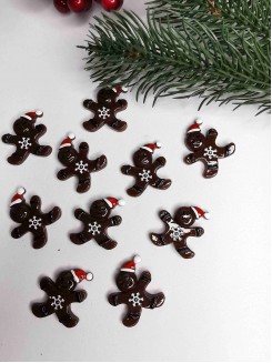 Кабошон акриловый "Пряник НГ" 2,8см (коричневый) №Д